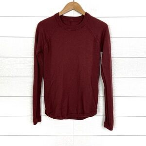 LULULEMON Sit In Lotus Merino Wool Sweater Savannah Maroon Long Sleeve